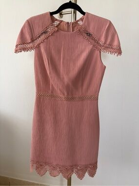 Blush Pink Lace-Trim Mini Dress